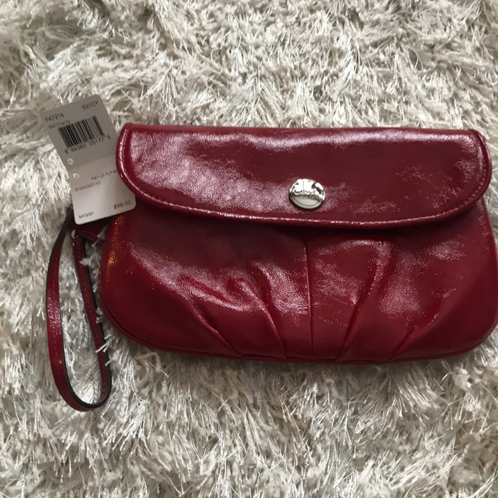 Coach Cherry Red Patent Leather Large Wristlet